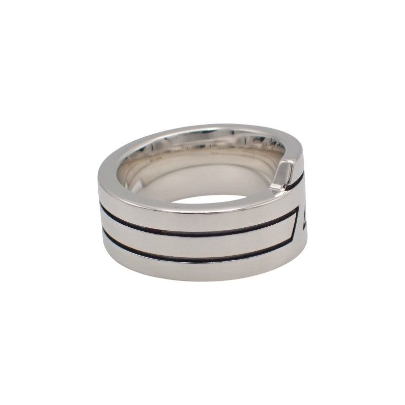 Hermes Italique Ring 50 Vintage 925 Sterling Silver Logo Black Simple Out of — view 3