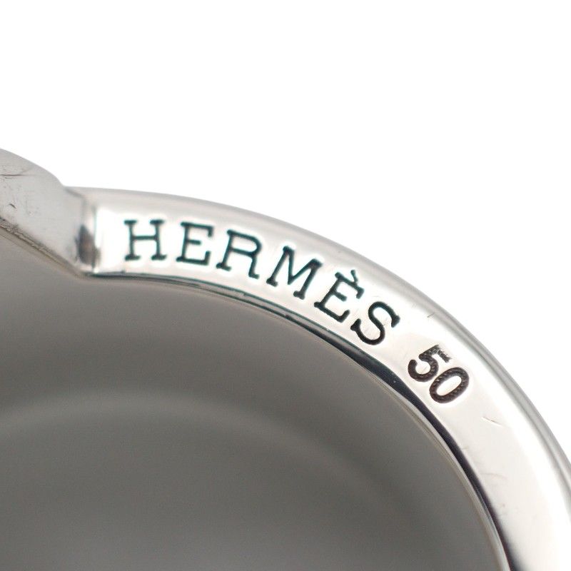 Hermes Italique Ring 50 Vintage 925 Sterling Silver Logo Black Simple Out of — view 8