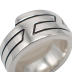 Hermes Italique Ring 50 Vintage 925 Sterling Silver Logo Black Simple Out of — view 7