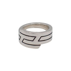 Hermes Italique Ring 50 Vintage 925 Sterling Silver Logo Black Simple Out of