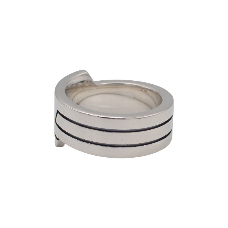Hermes Italique Ring 50 Vintage 925 Sterling Silver Logo Black Simple Out of — view 2