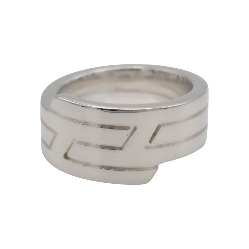 Hermes Italique Ring 53 Vintage 925 Sterling Silver Logo Black Simple Out of