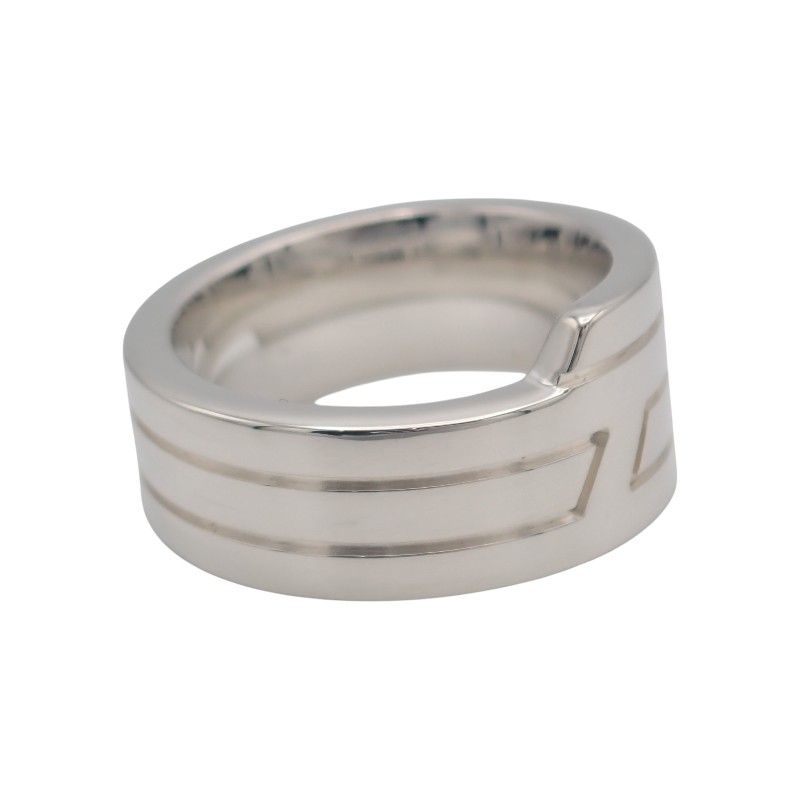 Hermes Italique Ring 53 Vintage 925 Sterling Silver Logo Black Simple Out of — view 3