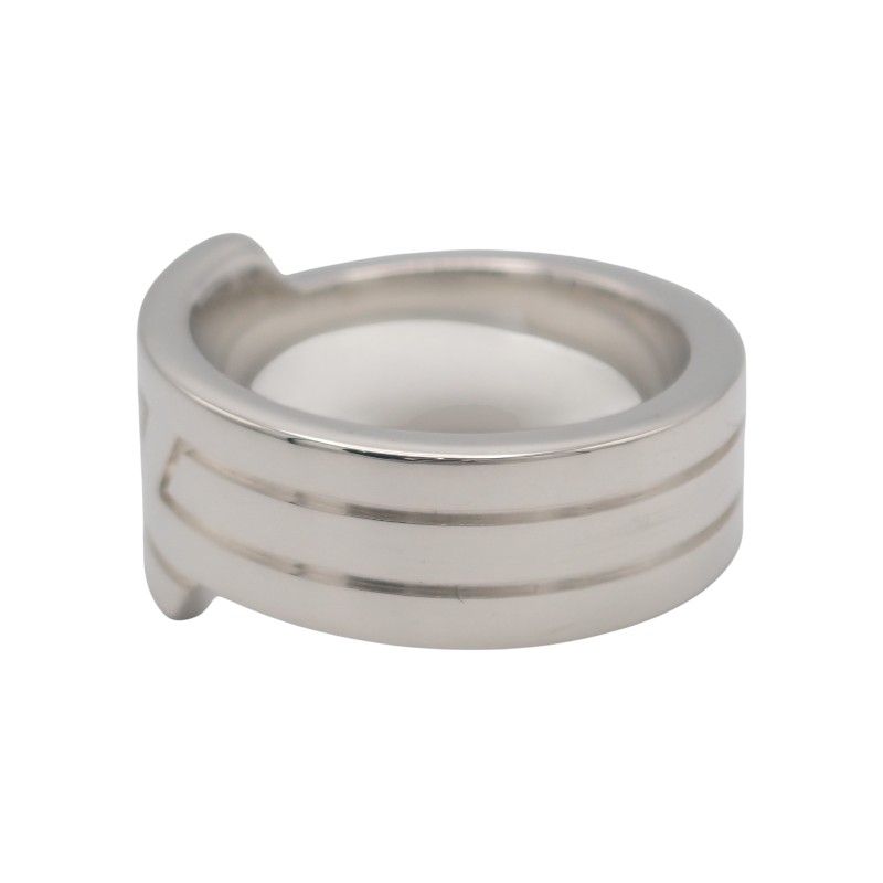 Hermes Italique Ring 53 Vintage 925 Sterling Silver Logo Black Simple Out of — view 2