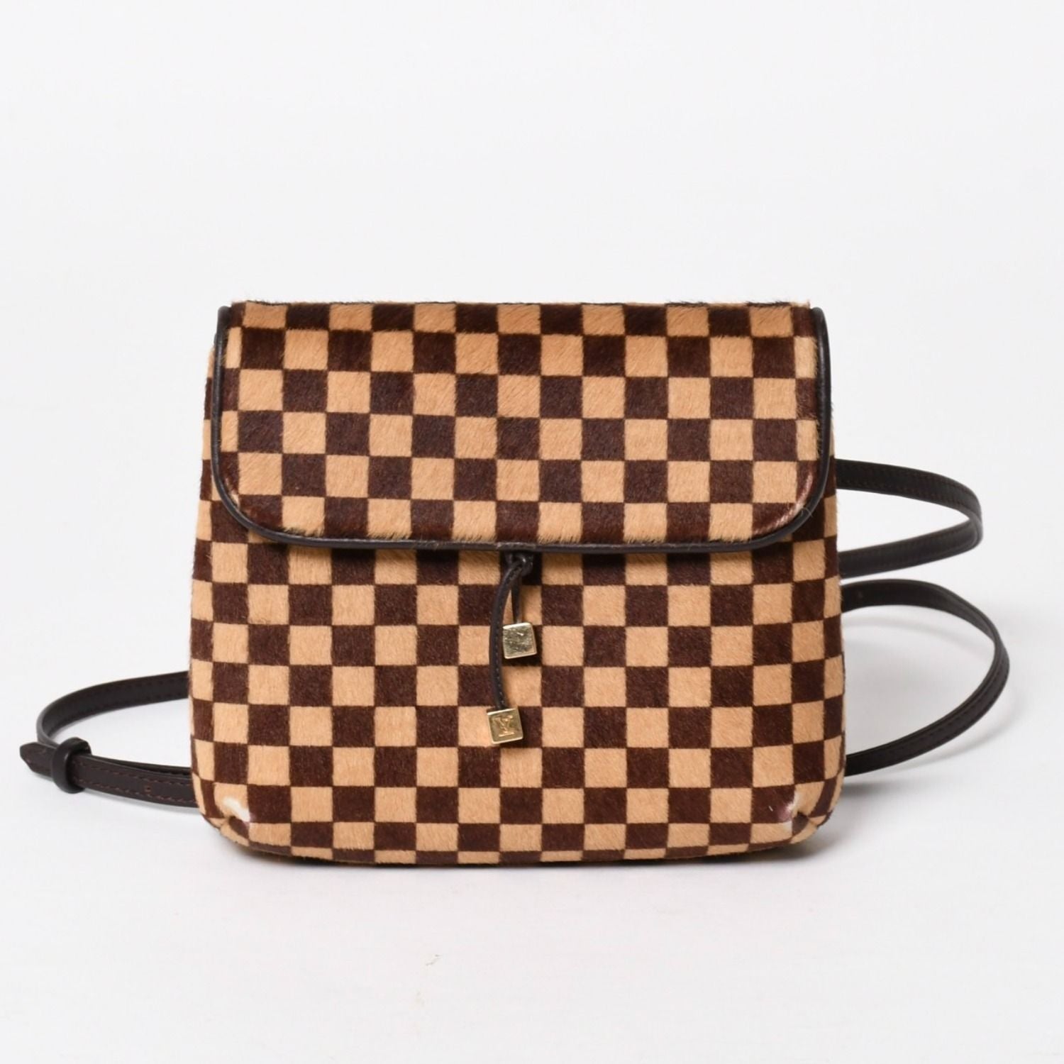 Louis Vuitton Gazelle Shoulder Bag Damier Sauvage Calf Hair Leather Brown
