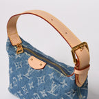 Louis Vuitton Pochette Hills Handbag Monogram Denim Indigo Blue Gold — view 5