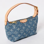 Louis Vuitton Pochette Hills Handbag Monogram Denim Indigo Blue Gold — view 3