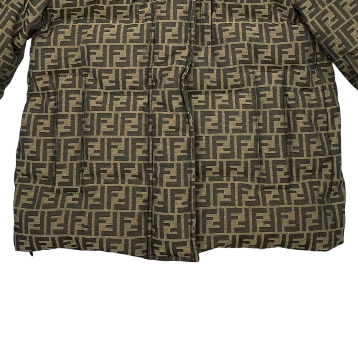 Fendi Down Jacket XS FF Logo Brown Black — view 4