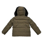 Fendi Down Jacket XS FF Logo Brown Black — view 2