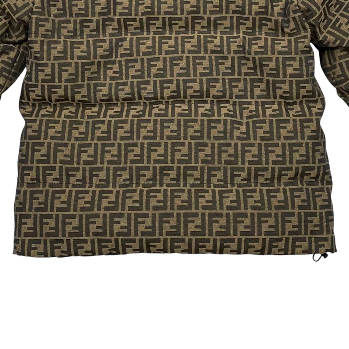 Fendi Down Jacket XS FF Logo Brown Black — view 6