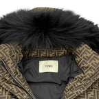 Fendi Down Jacket XS FF Logo Brown Black — view 8