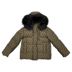Fendi Down Jacket XS FF Logo Brown Black