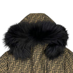Fendi Down Jacket XS FF Logo Brown Black — view 3