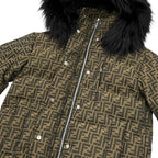Fendi Down Jacket XS FF Logo Brown Black — view 7