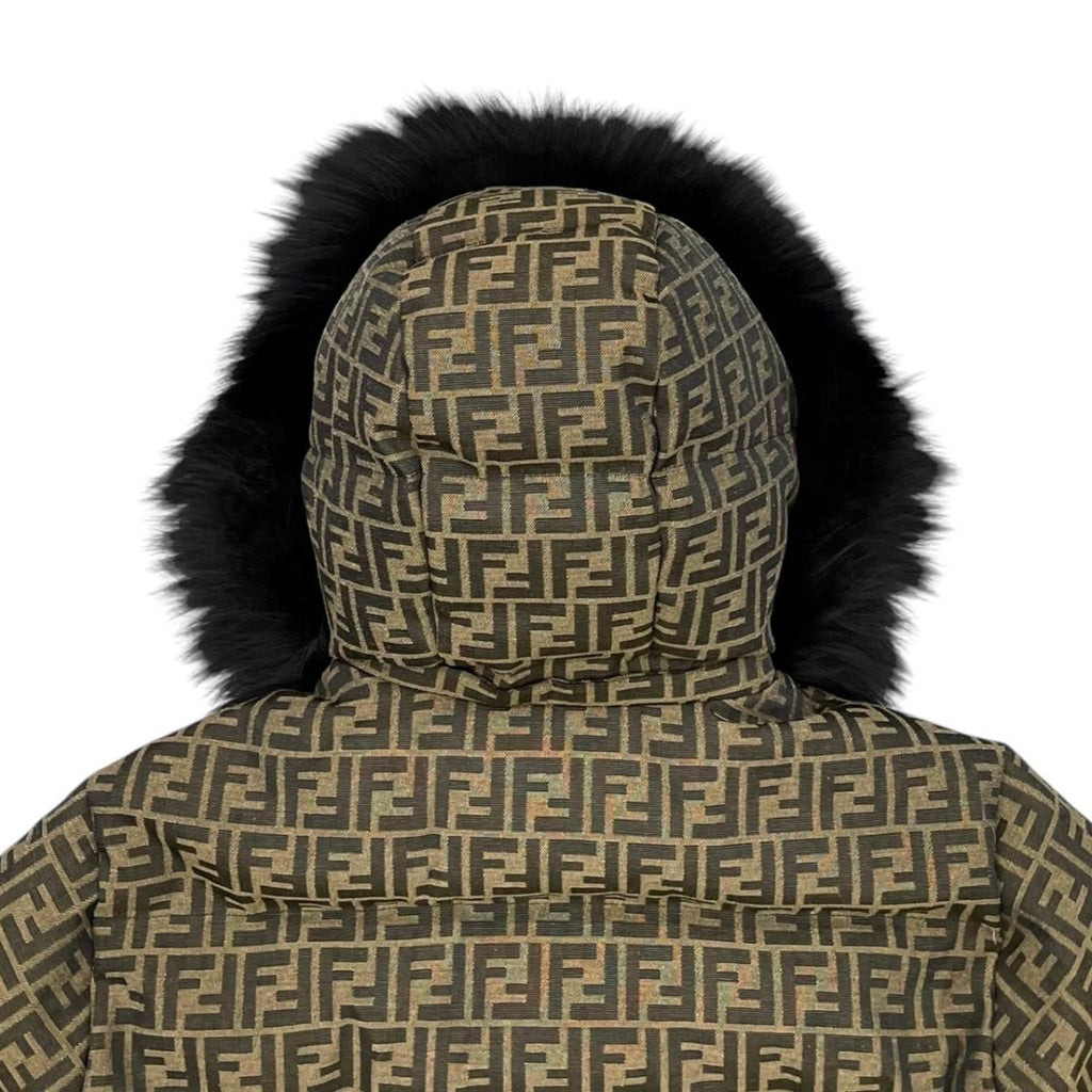 Fendi Down Jacket XS FF Logo Brown Black — view 5