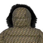 Fendi Down Jacket XS FF Logo Brown Black — view 5
