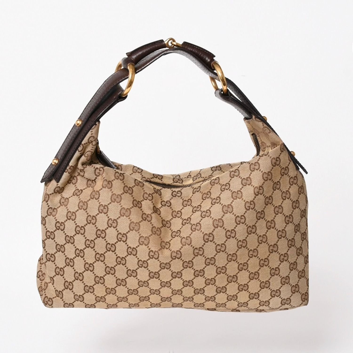Gucci Bag Horsebit GG Canvas Brown Gold