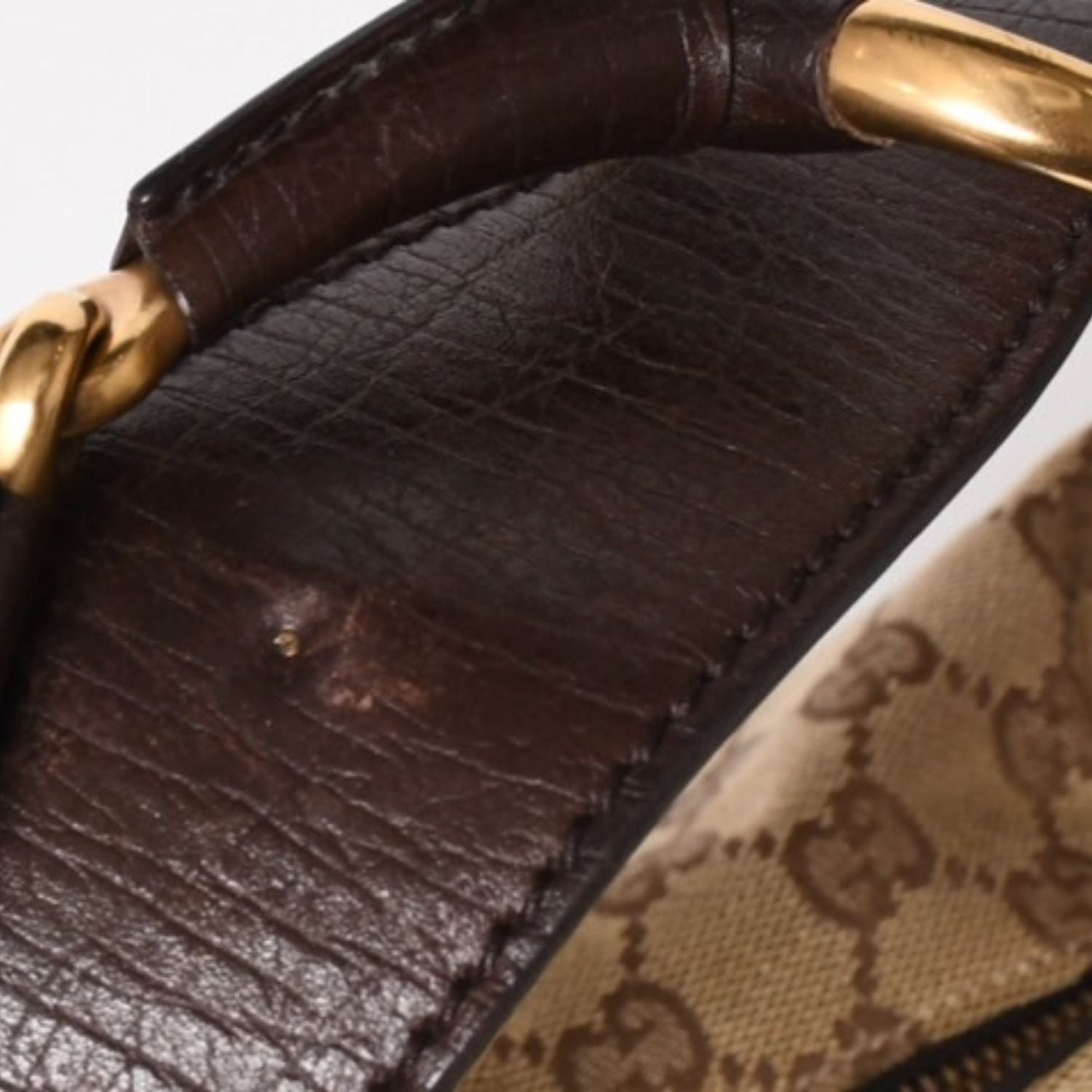 Gucci Bag Horsebit GG Canvas Brown Gold — view 7