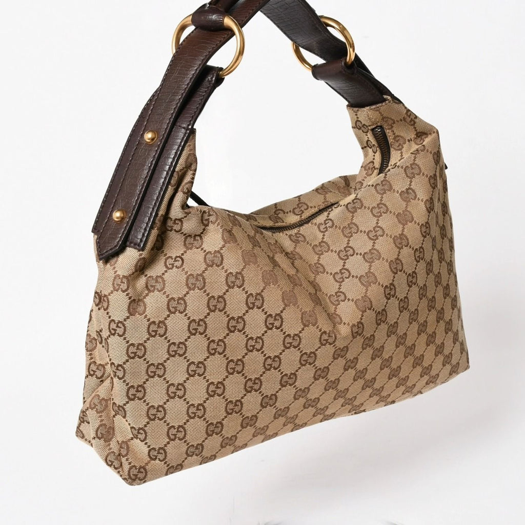 Gucci Bag Horsebit GG Canvas Brown Gold — view 3