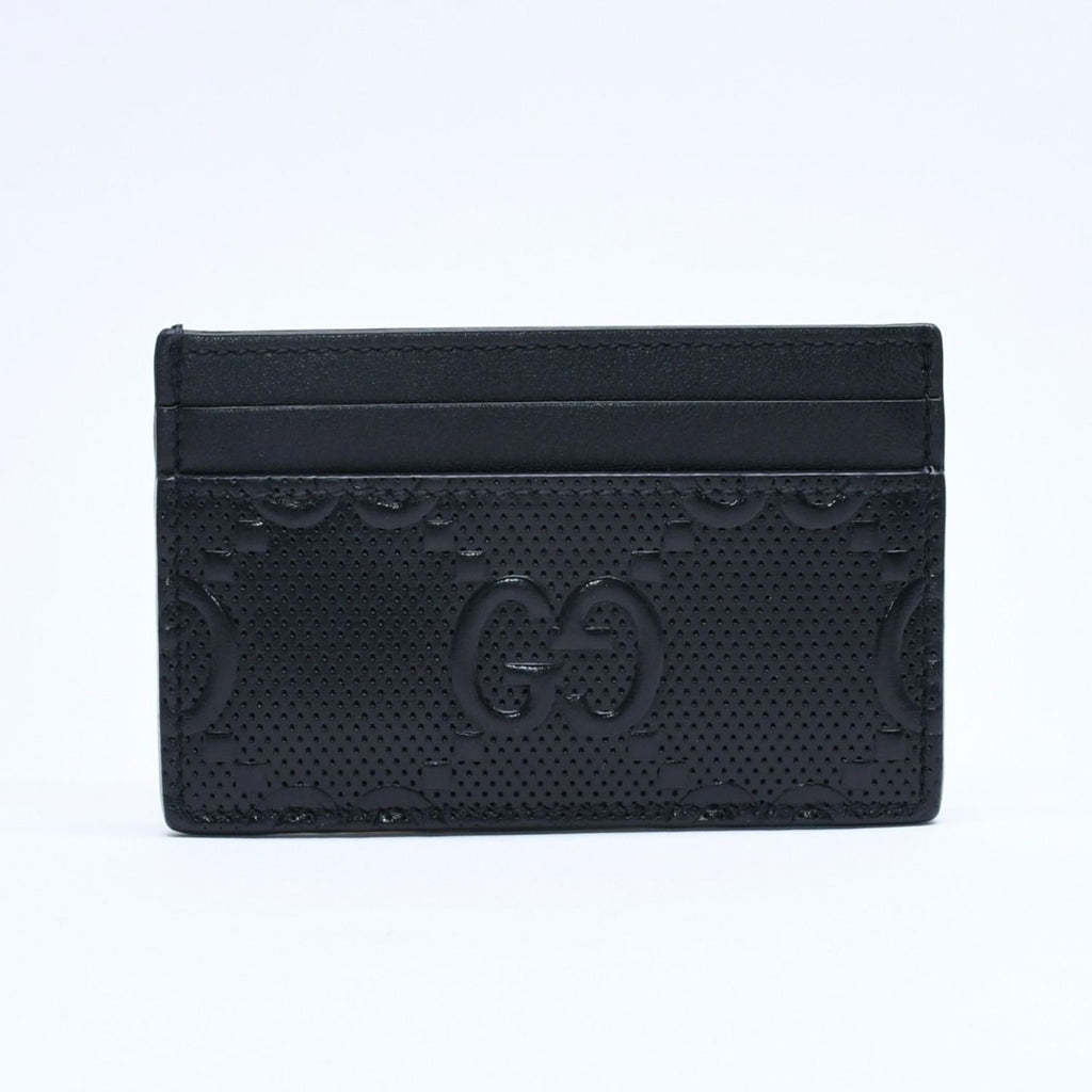 Gucci Card Case Business GG Embossed Leather Black