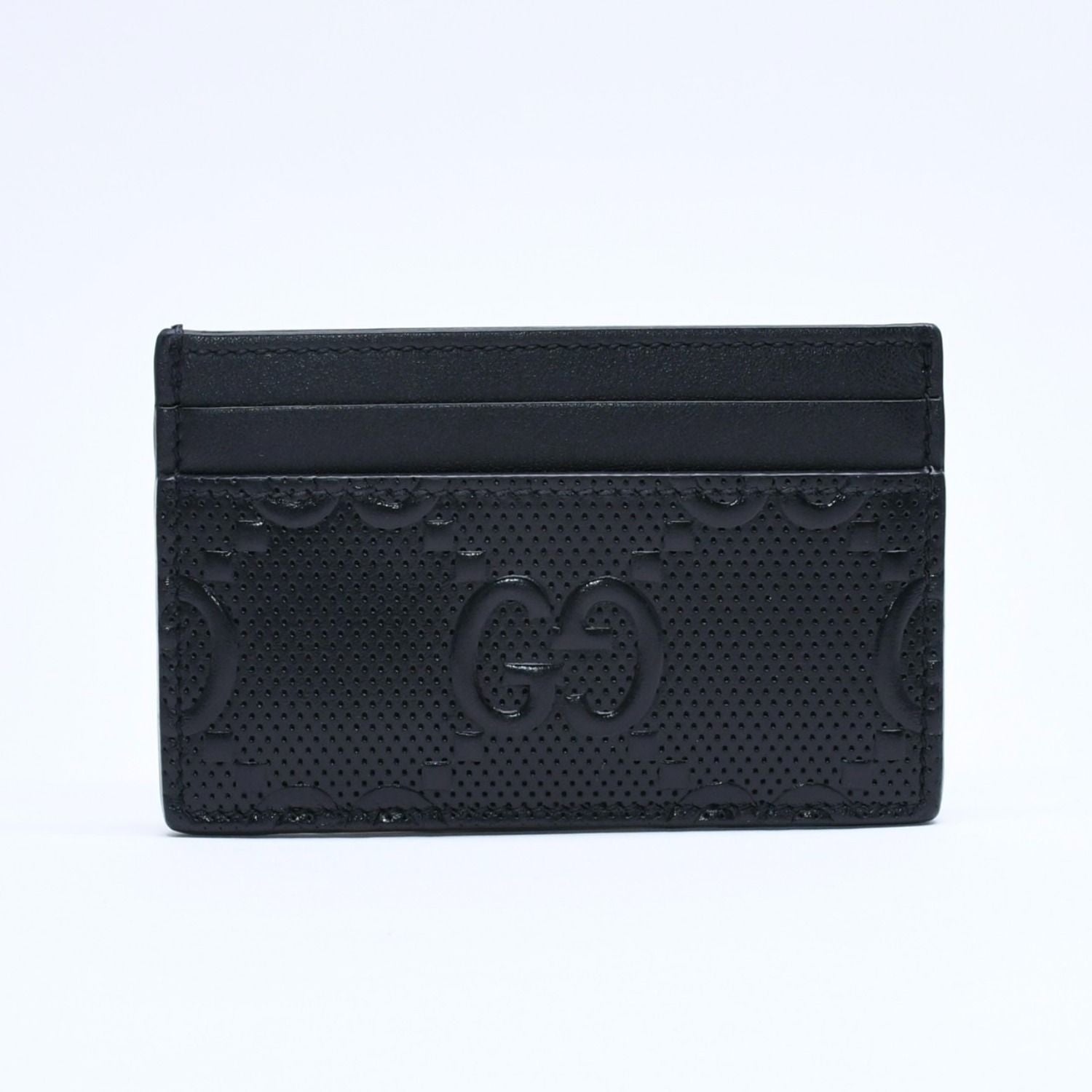 Gucci Card Case Business GG Embossed Leather Black