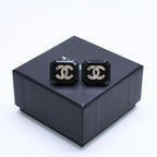 Chanel Earrings CC Logo Black Silver