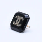 Chanel Earrings CC Logo Black Silver — view 3