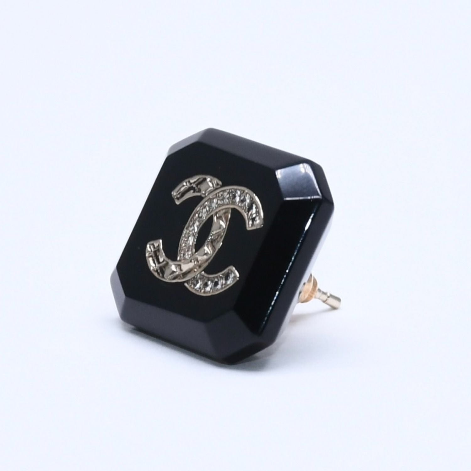 Chanel Earrings CC Logo Black Silver — view 3