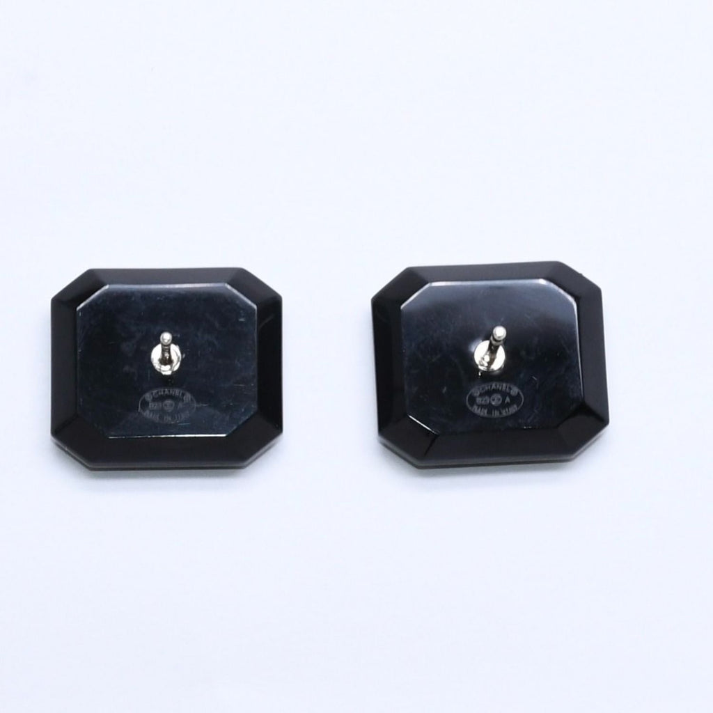 Chanel Earrings CC Logo Black Silver — view 8