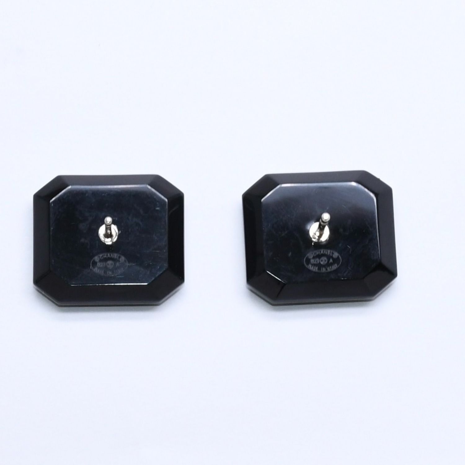 Chanel Earrings CC Logo Black Silver — view 8