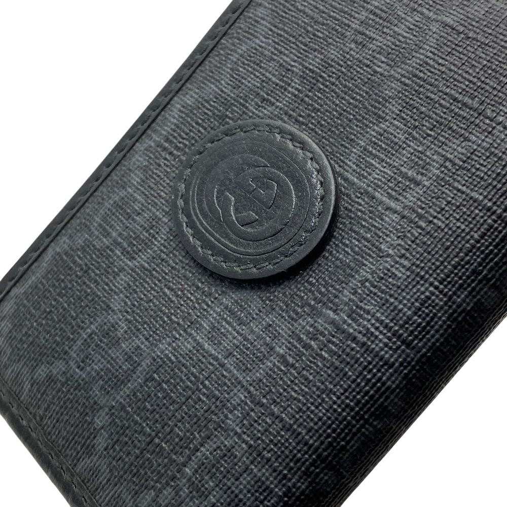 Gucci Card Case Business Holder Bifold GG Supreme Canvas Leather Gray Slim — view 3