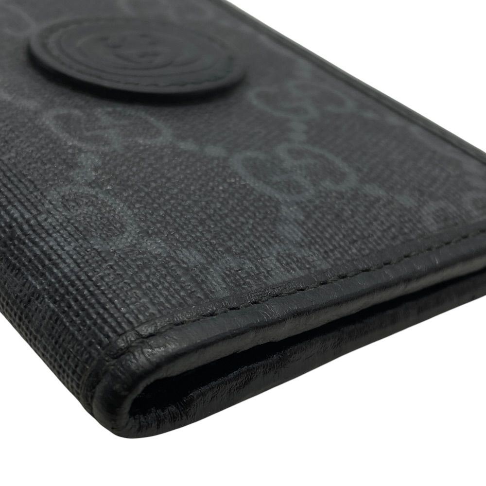 Gucci Card Case Business Holder Bifold GG Supreme Canvas Leather Gray Slim — view 6