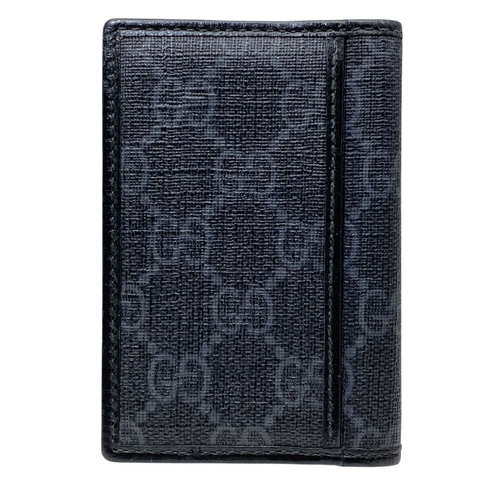 Gucci Card Case Business Holder Bifold GG Supreme Canvas Leather Gray Slim — view 2