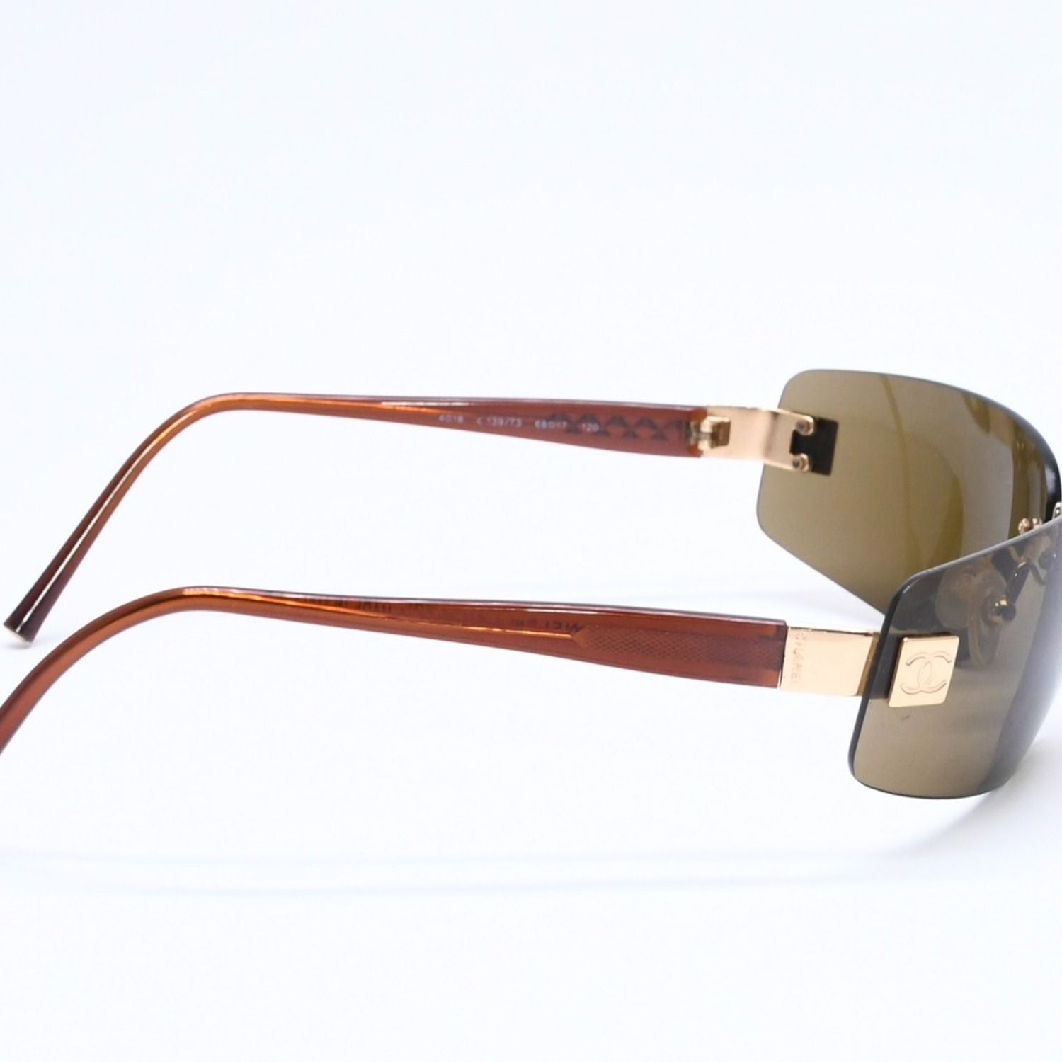 Chanel Rimless Sunglasses Eyewear CC Logo Brown — view 5