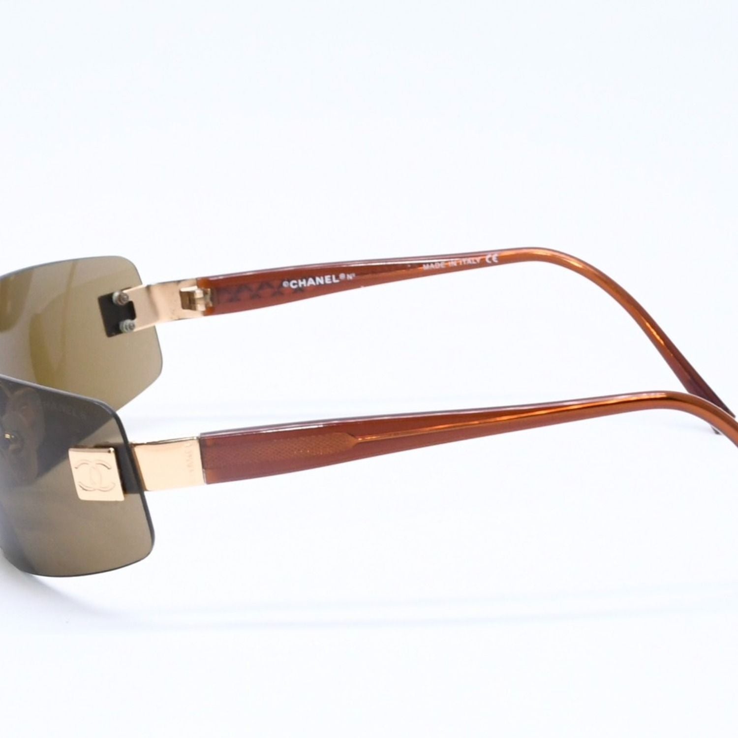 Chanel Rimless Sunglasses Eyewear CC Logo Brown — view 6