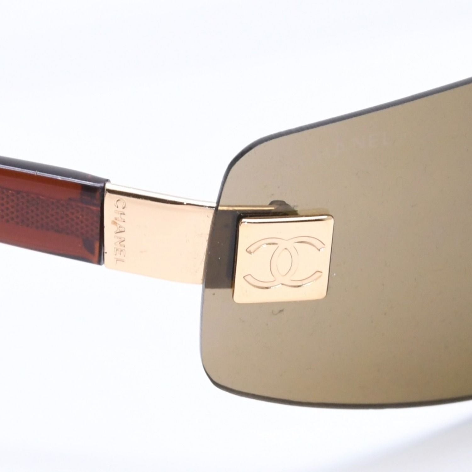 Chanel Rimless Sunglasses Eyewear CC Logo Brown — view 8