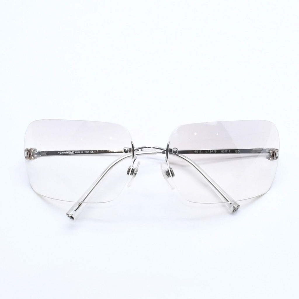 Chanel Rimless Sunglasses CC Logo Gradient Eyewear Silver — view 2