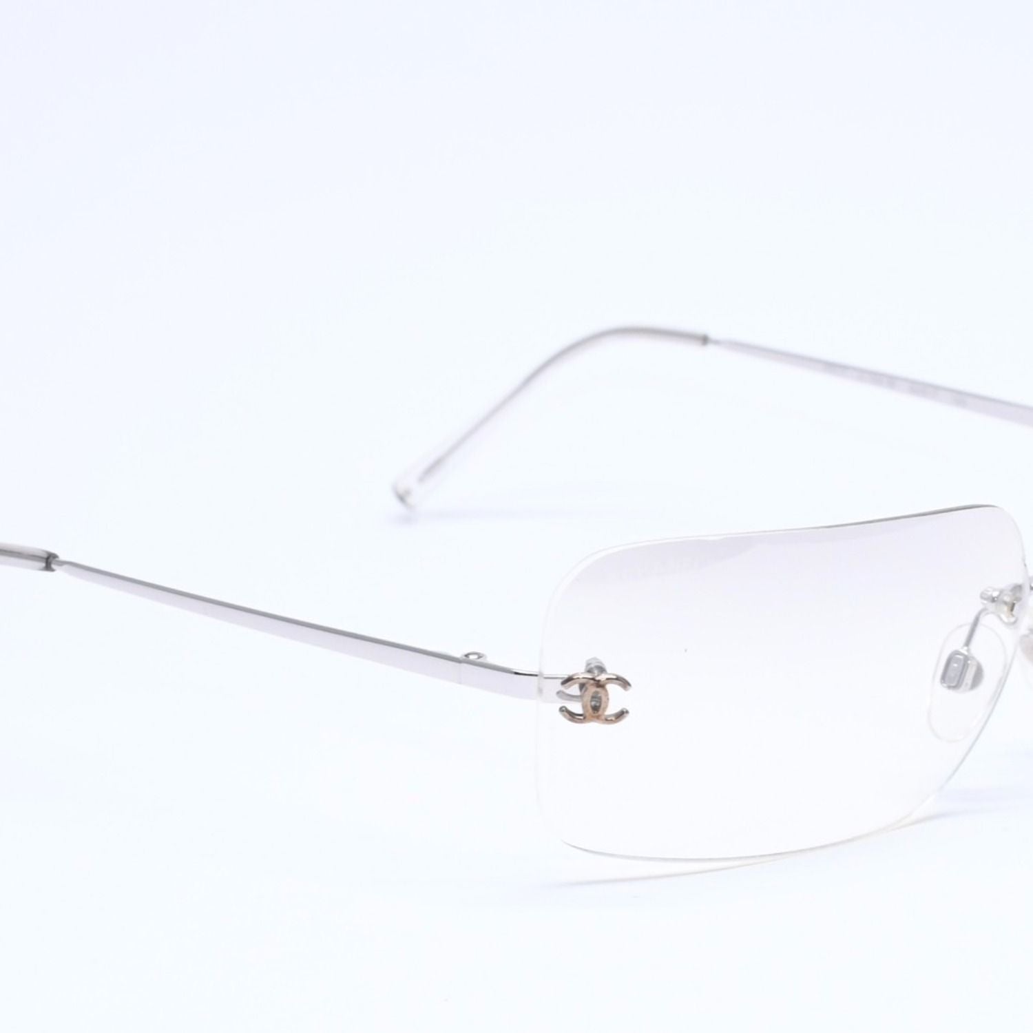 Chanel Rimless Sunglasses CC Logo Gradient Eyewear Silver — view 4