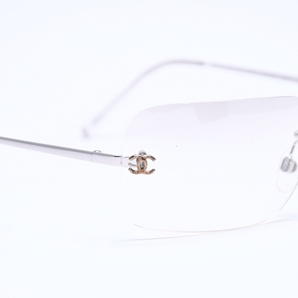 Chanel Rimless Sunglasses CC Logo Gradient Eyewear Silver — view 8