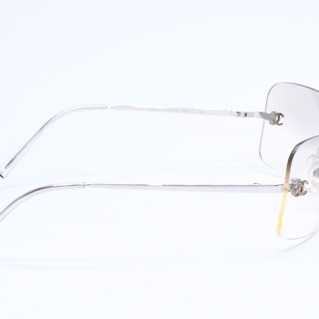 Chanel Rimless Sunglasses CC Logo Gradient Eyewear Silver — view 5