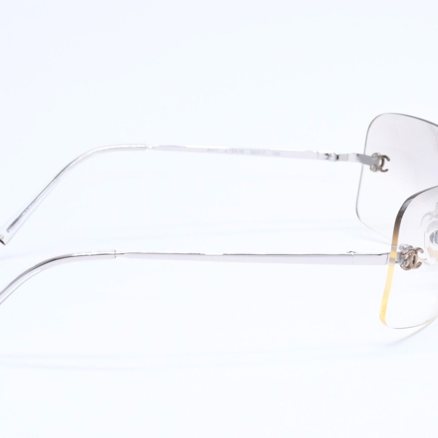 Chanel Rimless Sunglasses CC Logo Gradient Eyewear Silver — view 5