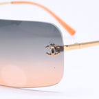 Chanel Rimless Sunglasses Gradation Orange Blue Gold Frame Eyewear — view 8