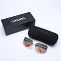 Chanel Rimless Sunglasses Gradation Orange Blue Gold Frame Eyewear