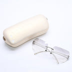 Chanel Rimless Sunglasses Side CC Logo Light Gray Gradient Silver Frame Eyewear