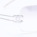 Chanel Rimless Sunglasses Side CC Logo Light Gray Gradient Silver Frame Eyewear — view 8
