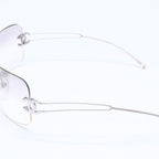 Chanel Rimless Sunglasses Side CC Logo Light Gray Gradient Silver Frame Eyewear — view 6