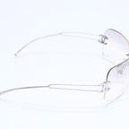 Chanel Rimless Sunglasses Side CC Logo Light Gray Gradient Silver Frame Eyewear — view 5