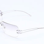 Chanel Rimless Sunglasses Side CC Logo Light Gray Gradient Silver Frame Eyewear — view 3