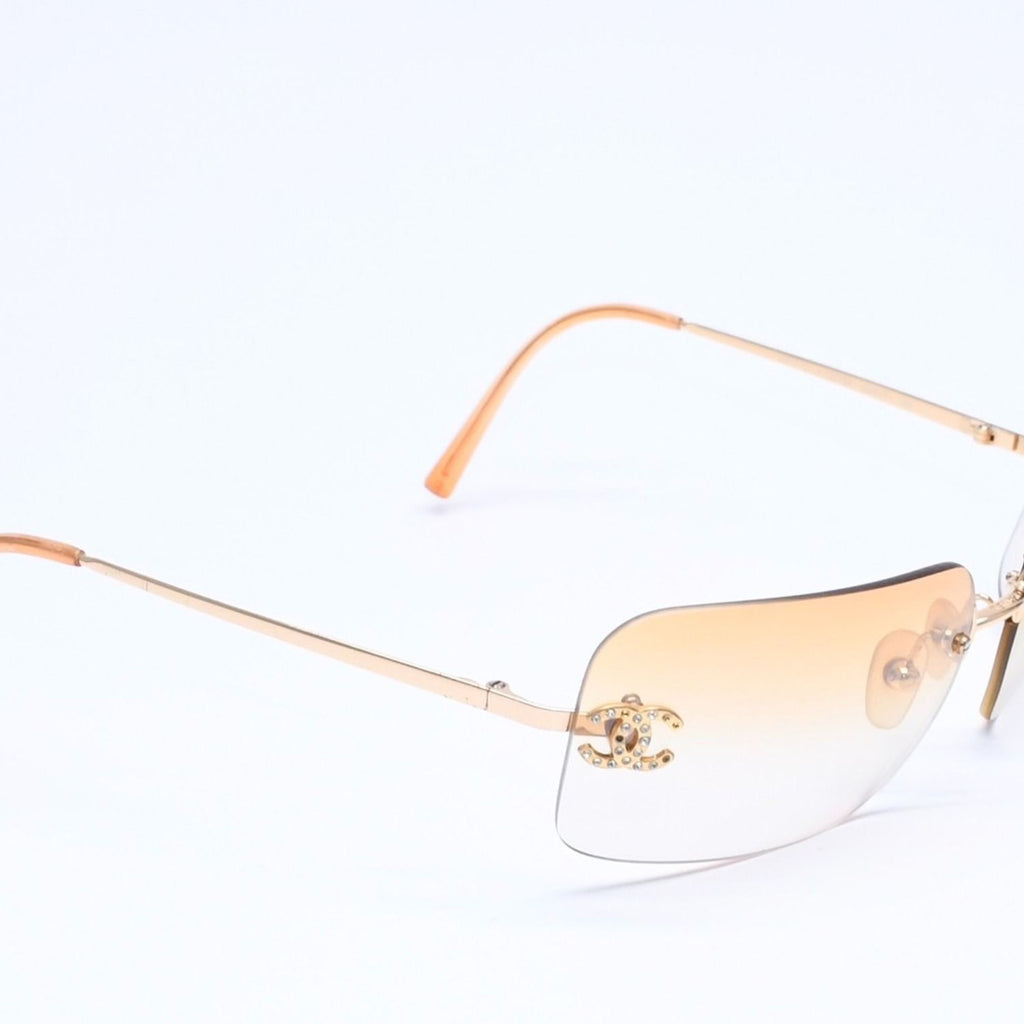 Chanel Rimless Sunglasses Eyewear CC Logo Rhinestone — view 3