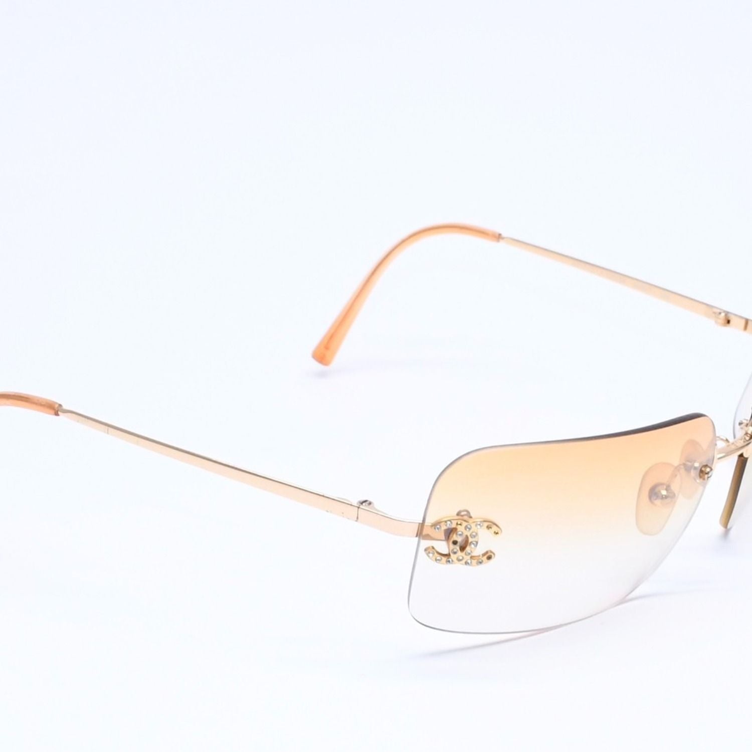 Chanel Rimless Sunglasses Eyewear CC Logo Rhinestone — view 3